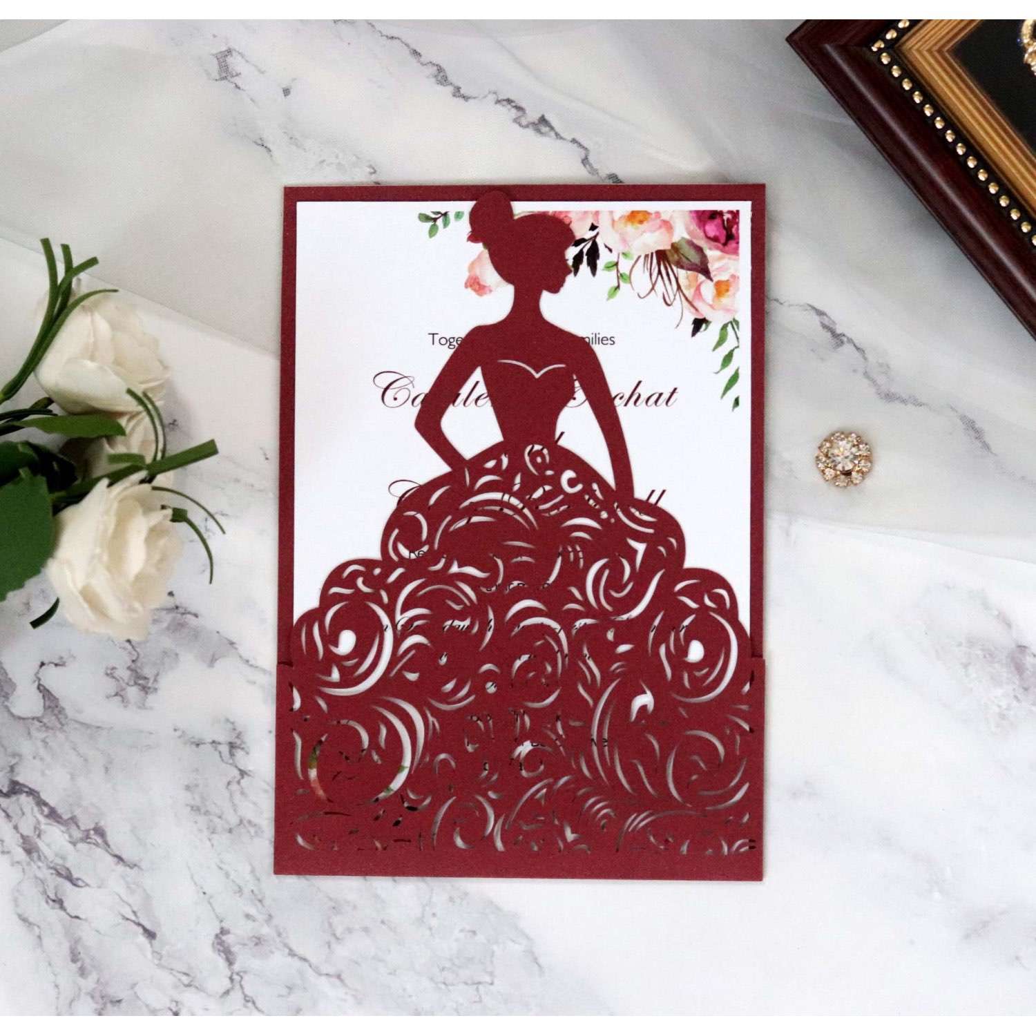 Greeting Card Marriage Invitation With Envelope Wedding Card Design Laser Cut 